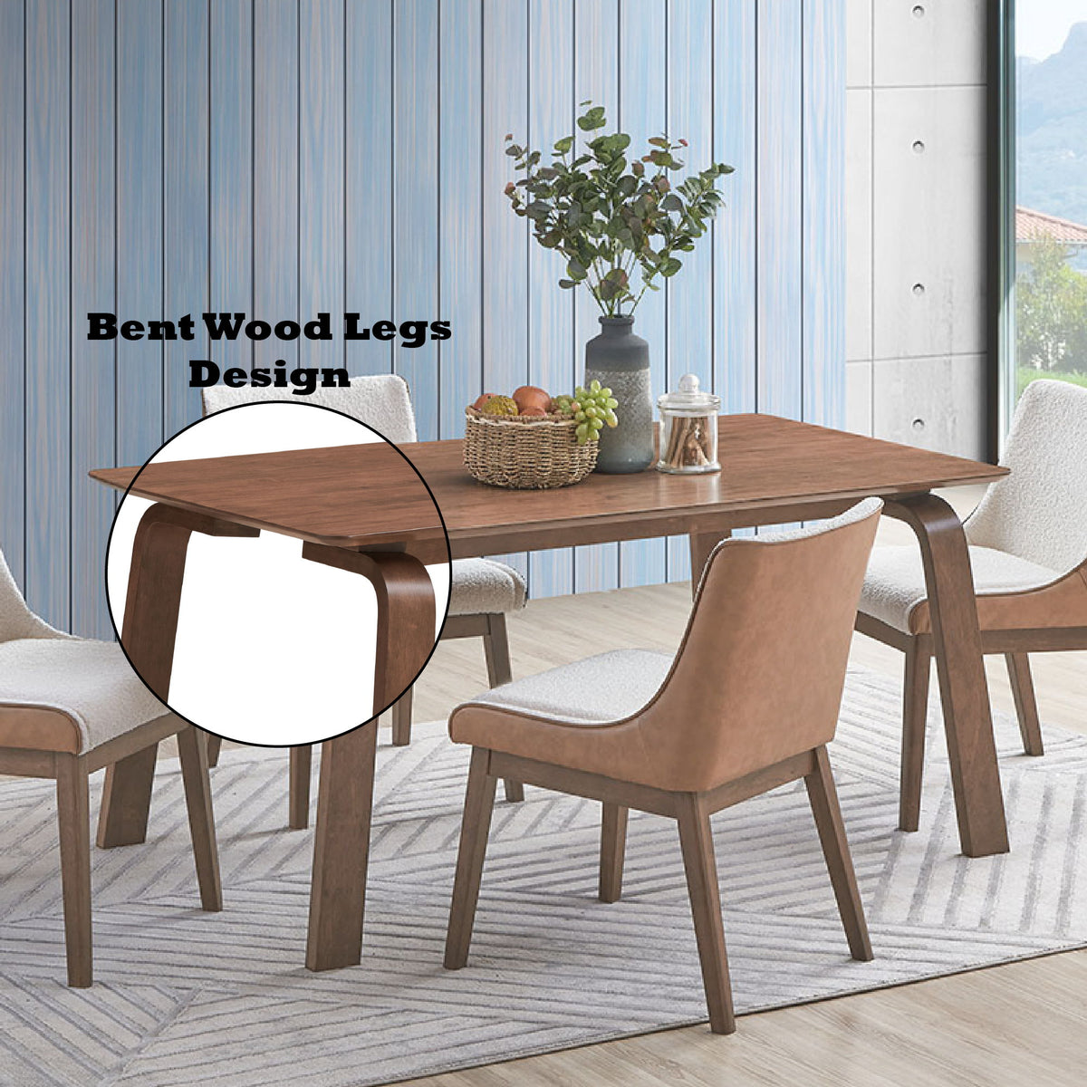 Ginny - 5 Piece With Side Chairs Dining Room Set - Walnut