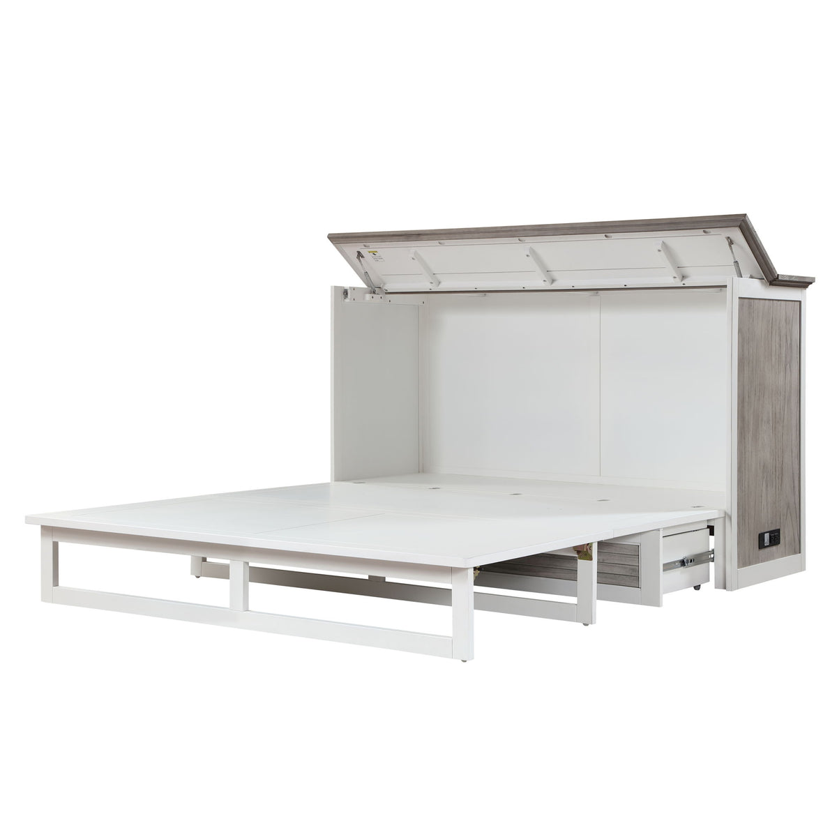 Islamorada - Queen Size Cabinet Bed With Mattress - Dapple Gray / Blanc