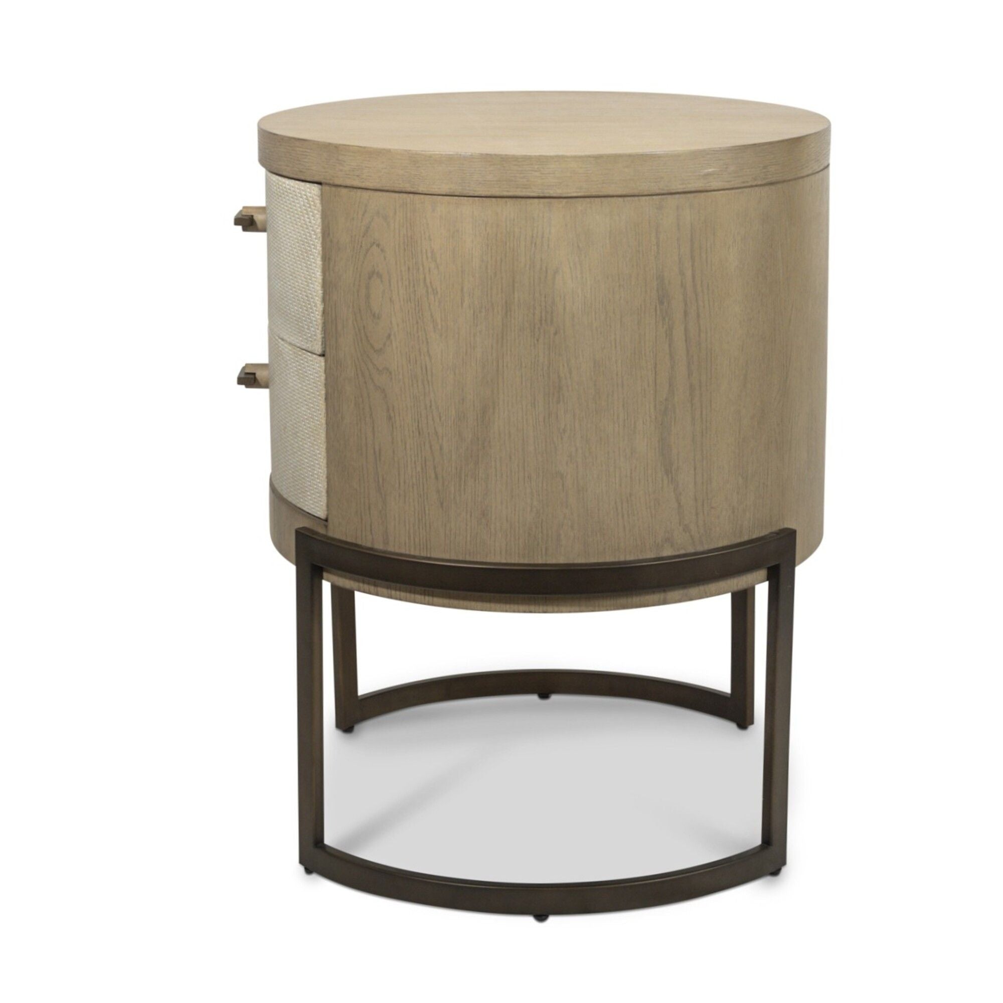 Rio Vista - Woven 2 Drawer Round Accent Nightstand - Muted Earth Tones / Clay