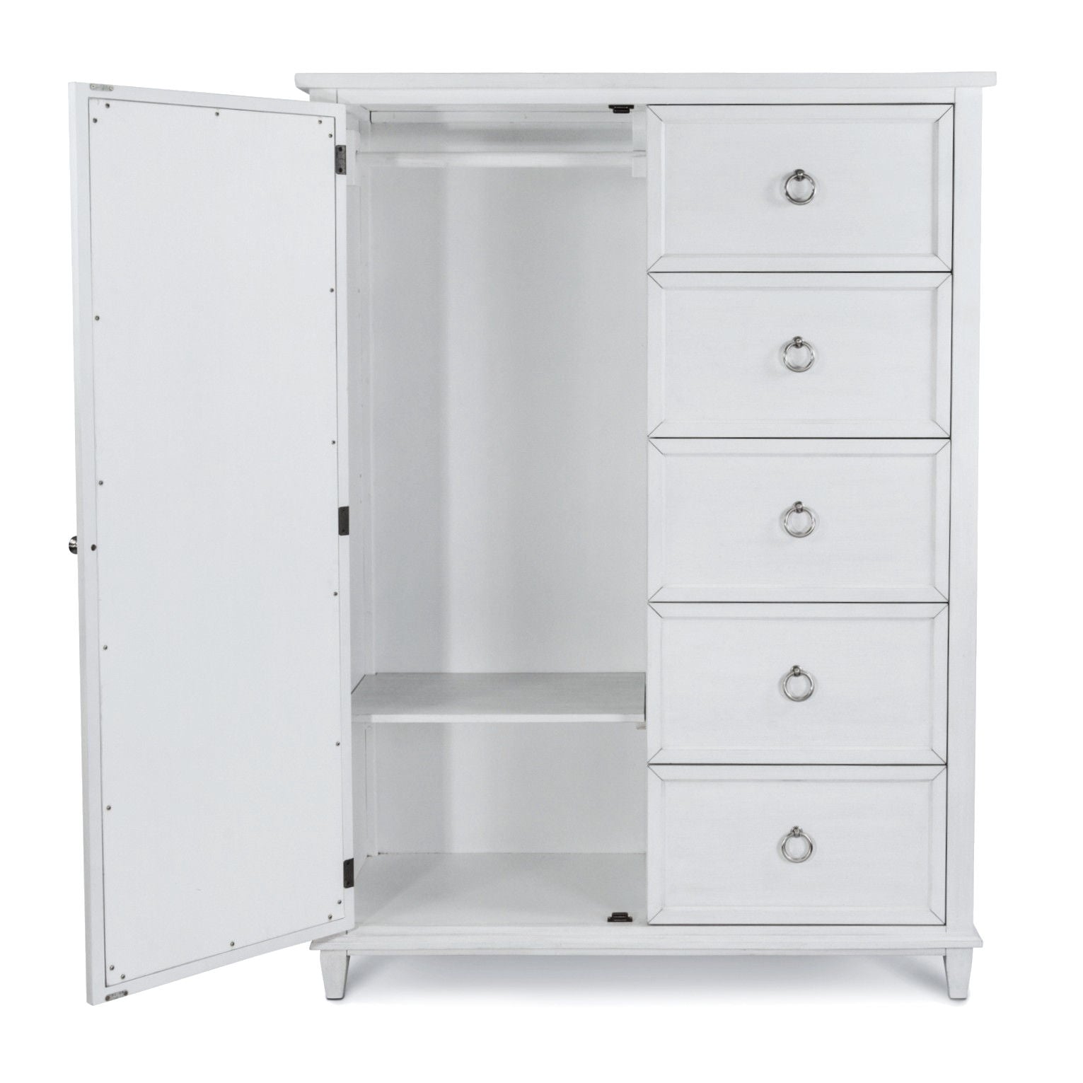 Point Breeze - Mirrored Door Chest - Fresh White With Soft Gray Glaze