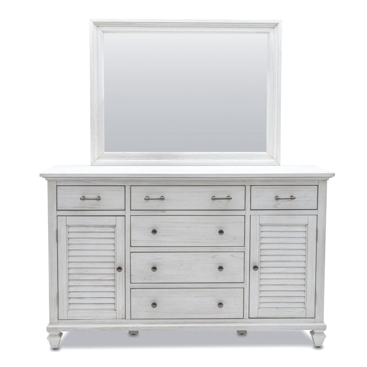 Surfside - 6 Drawer / 2 Door Dresser - Weathered White