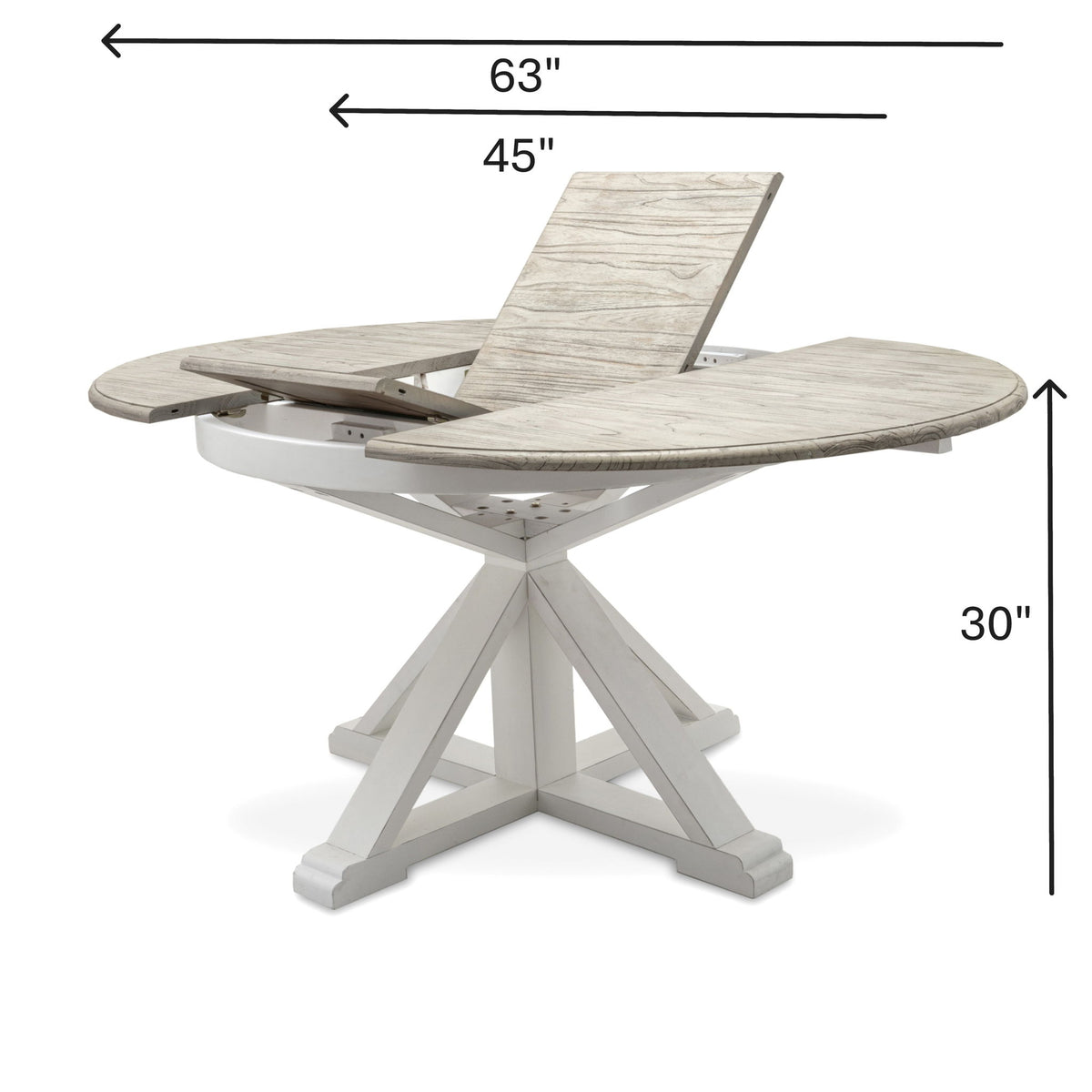 Islamorada - Round Dining Table With 18" Butterfly Leaf Extension - Dapple Gray / Blanc
