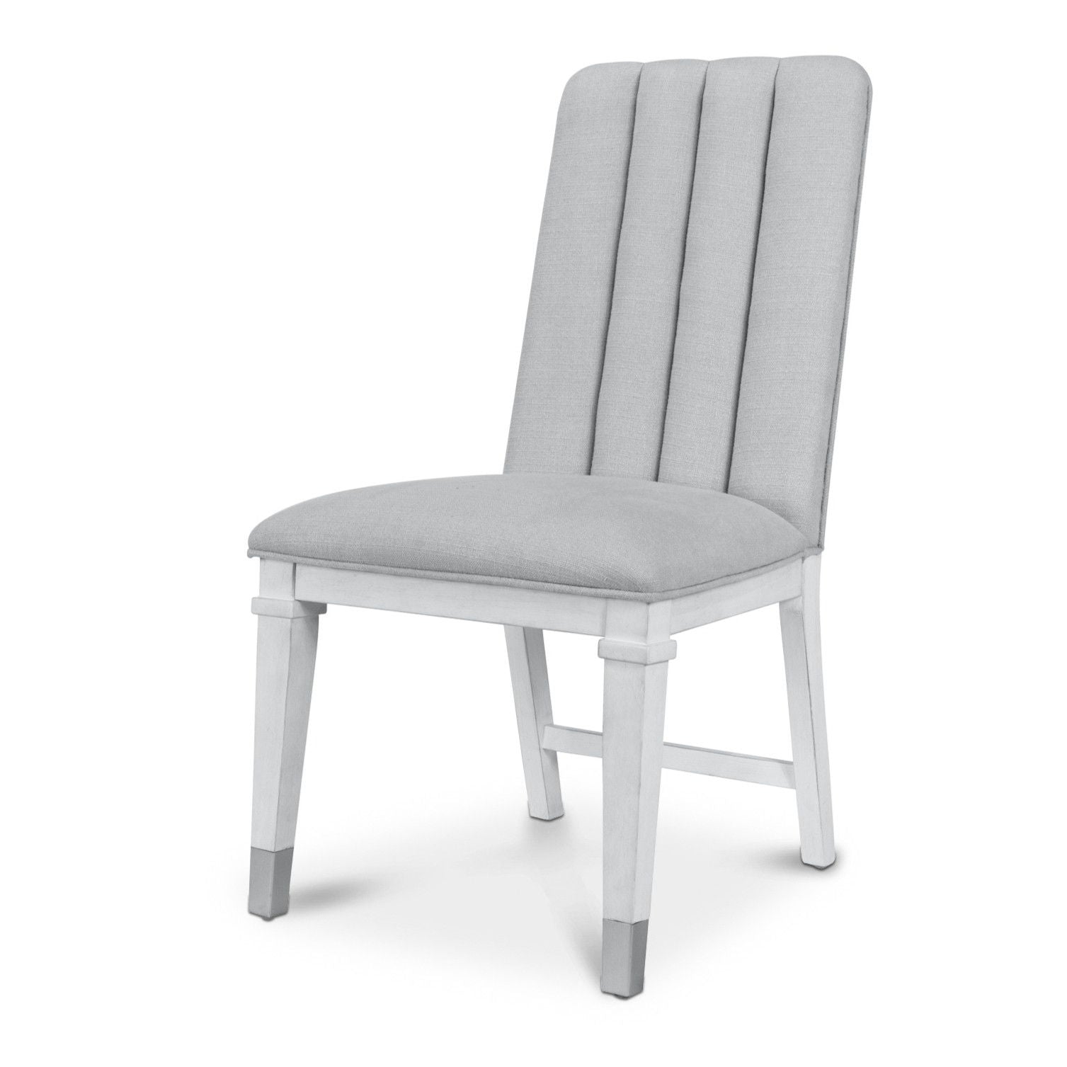Point Breeze - Upholstered Side Chair With Metal Back Detail (Set of 2) - Fresh White / Gray