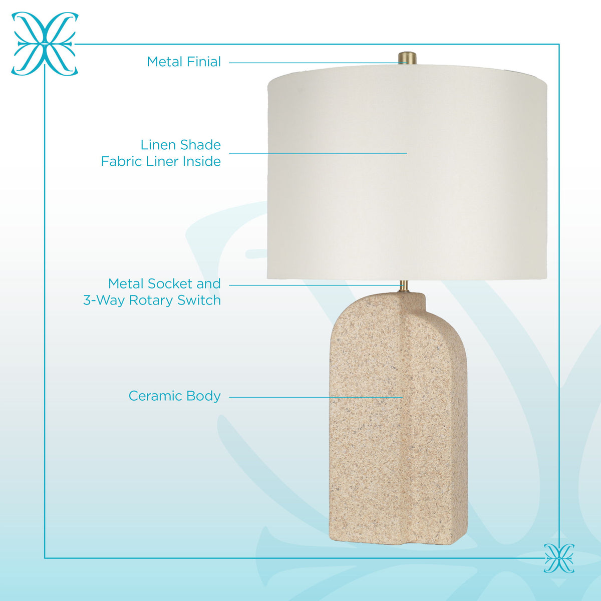 Sculpted Sandstone Ceramic Table Lamp (Set of 2) - Natural Rock