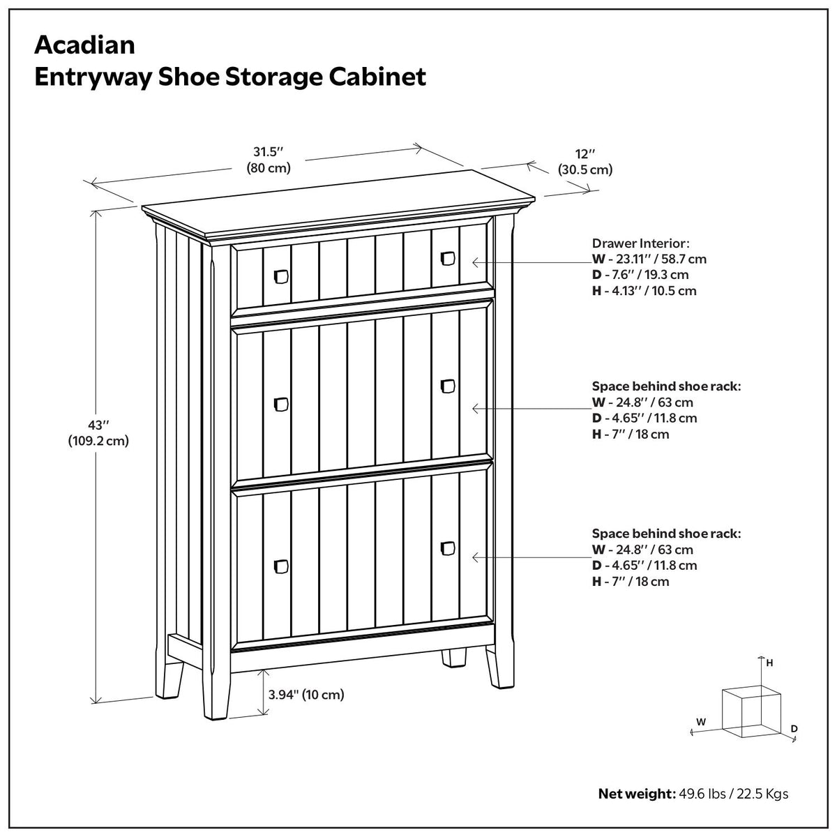 Acadian - Entryway Shoe Storage Cabinet - Brown