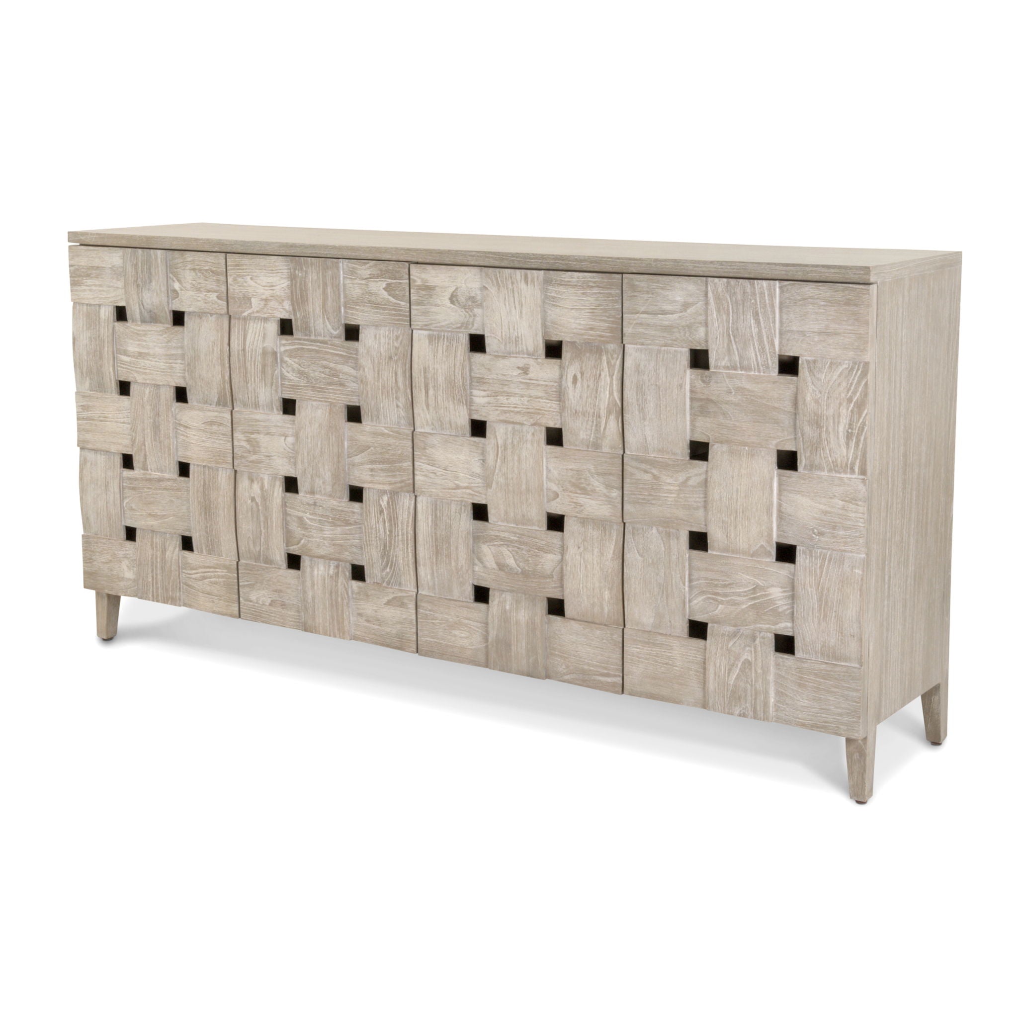 Wooden Weave - 4-Door Credenza With Soft Close Doors - Gray