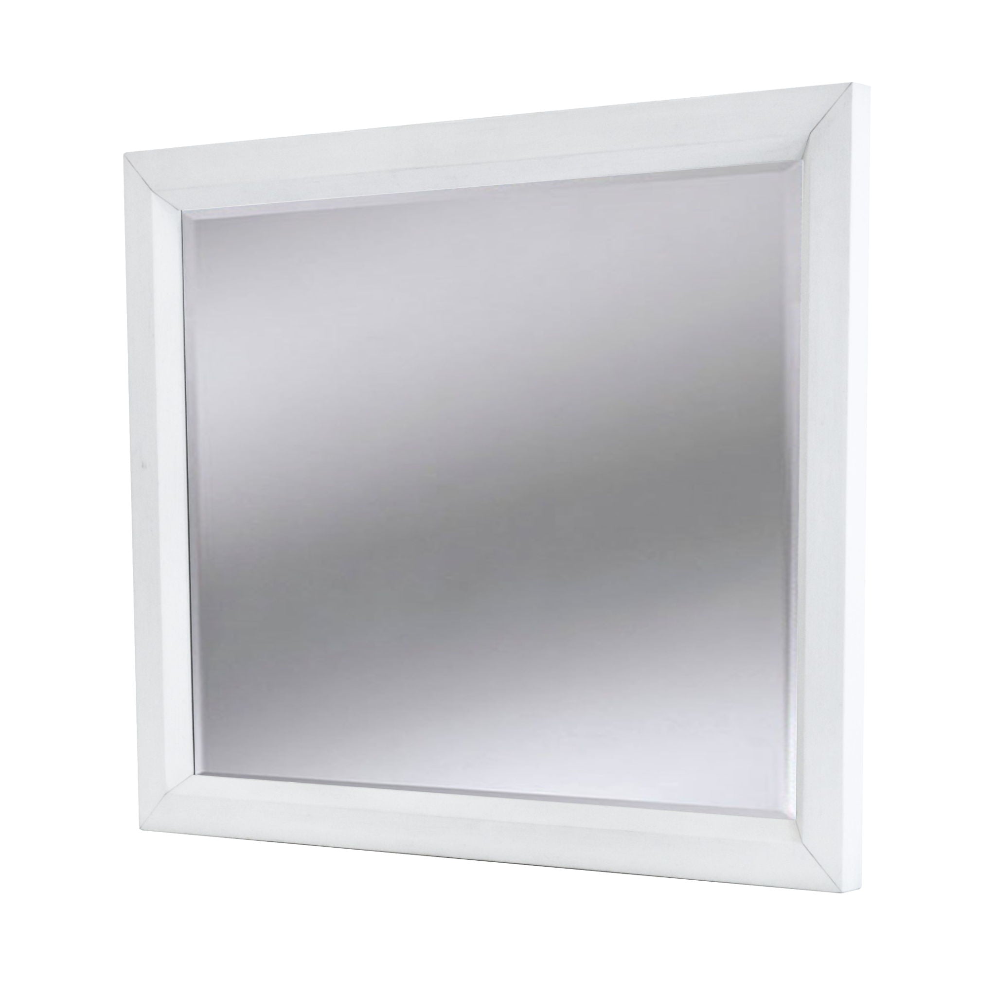 Point Breeze - Rectangular Dresser Mirror - Fresh White W/ Soft Gray Glaze