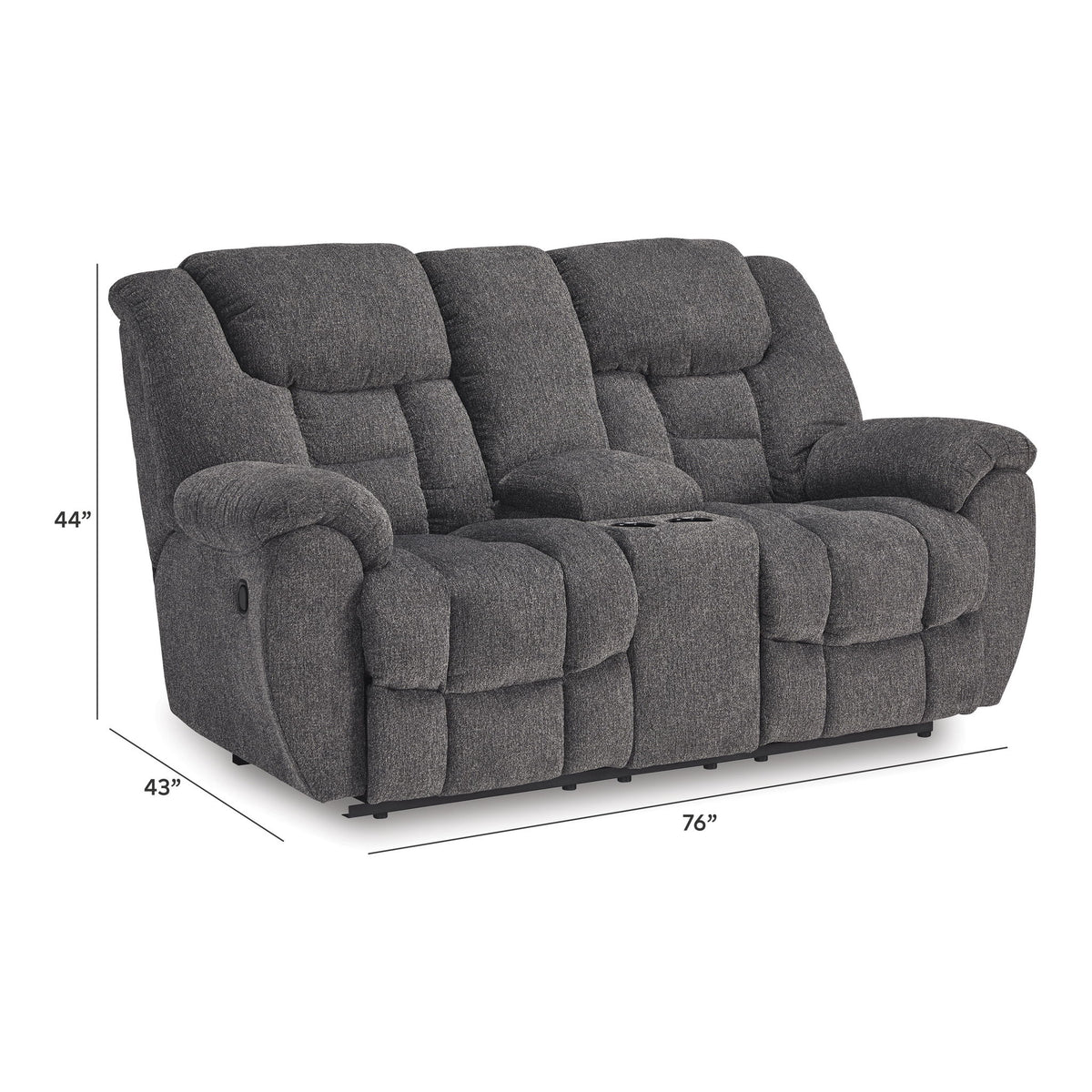 Foreside - Dbl Reclining Loveseat with Console - Charcoal