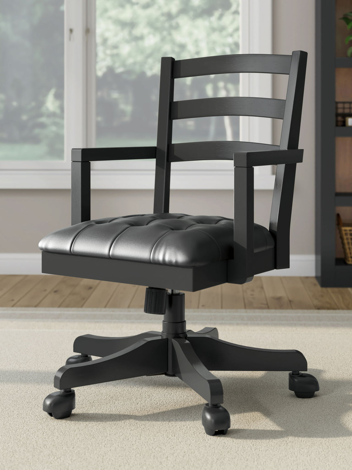 Wildenauer - 3 Pc. - Home Office Desk And Return, Swivel Desk Chair, Bookcase - Brown / Black