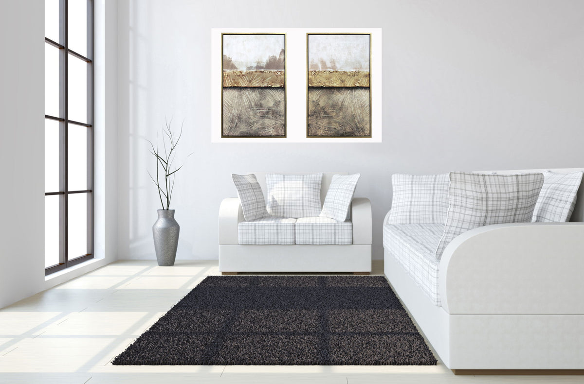 Hand Painted Textured Canvas (Set of 2) - Dark Gray