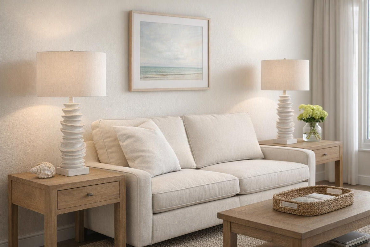 Sculpted Drift Resin Table Lamp (Set of 2) - Distessed White
