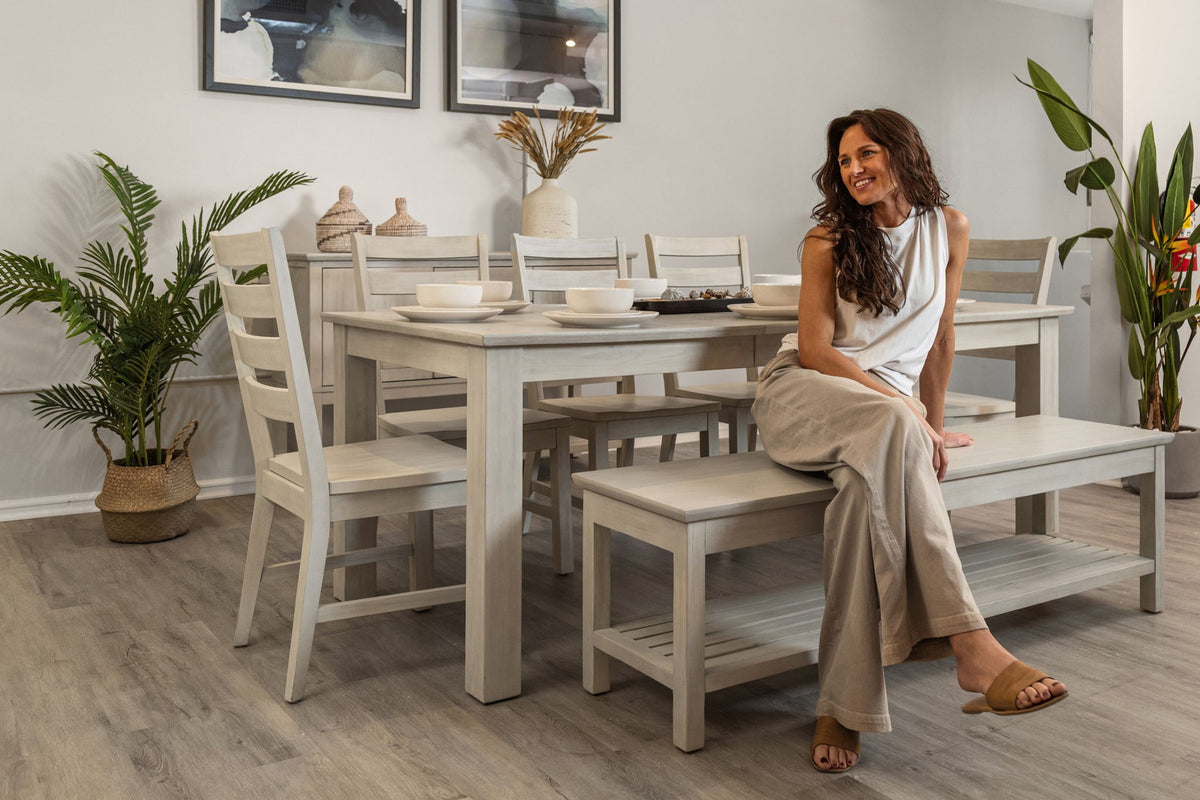 Geneva - Bench - Distressed White
