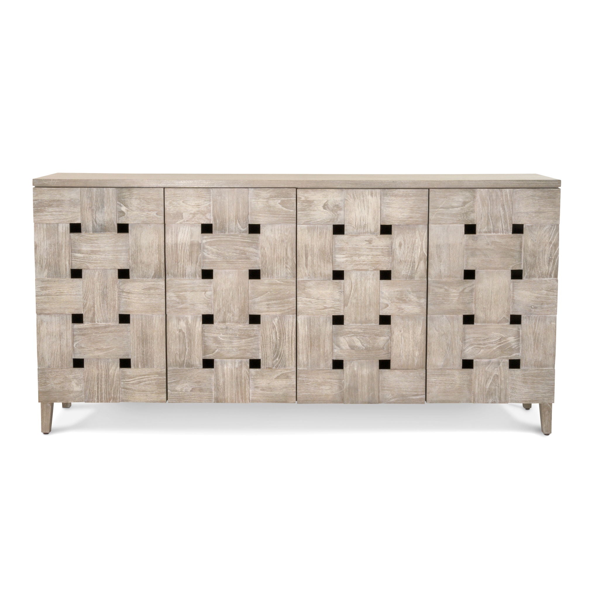 Wooden Weave - 4-Door Credenza With Soft Close Doors - Gray