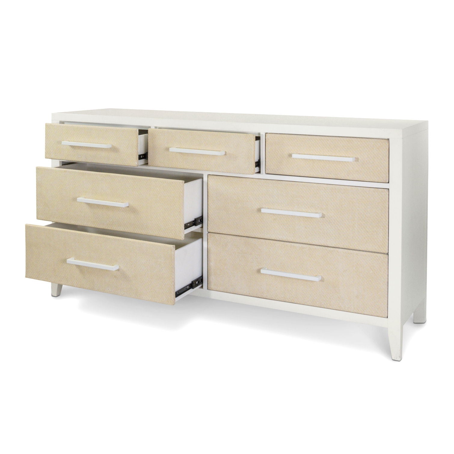 Miramar - 7 Drawer Woven Dresser - Sand / Stark White