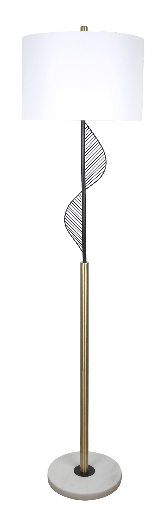 Spiral Radiance I Metal & Marble Floor Lamp - Matte Black / Soft Gold
