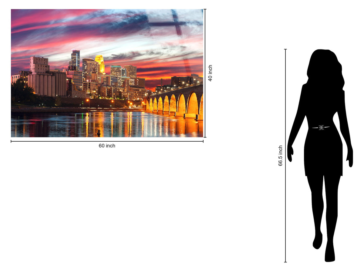 Minneapolis Cotton Candy Sky Tempered Glass With Foil - Pink / Orange