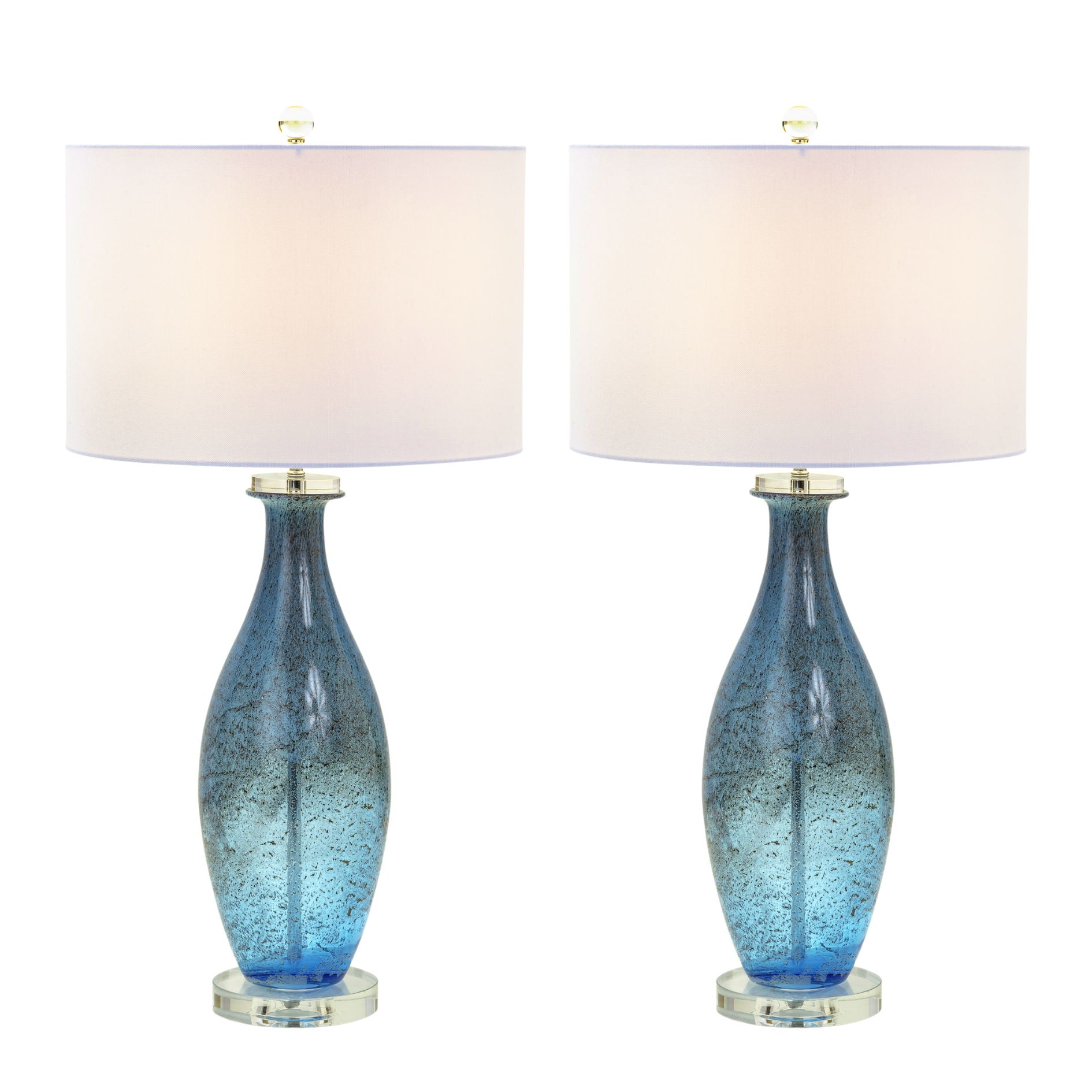 Everly - Art Glass With Crystal Base (Set of 2) - Blue Tone