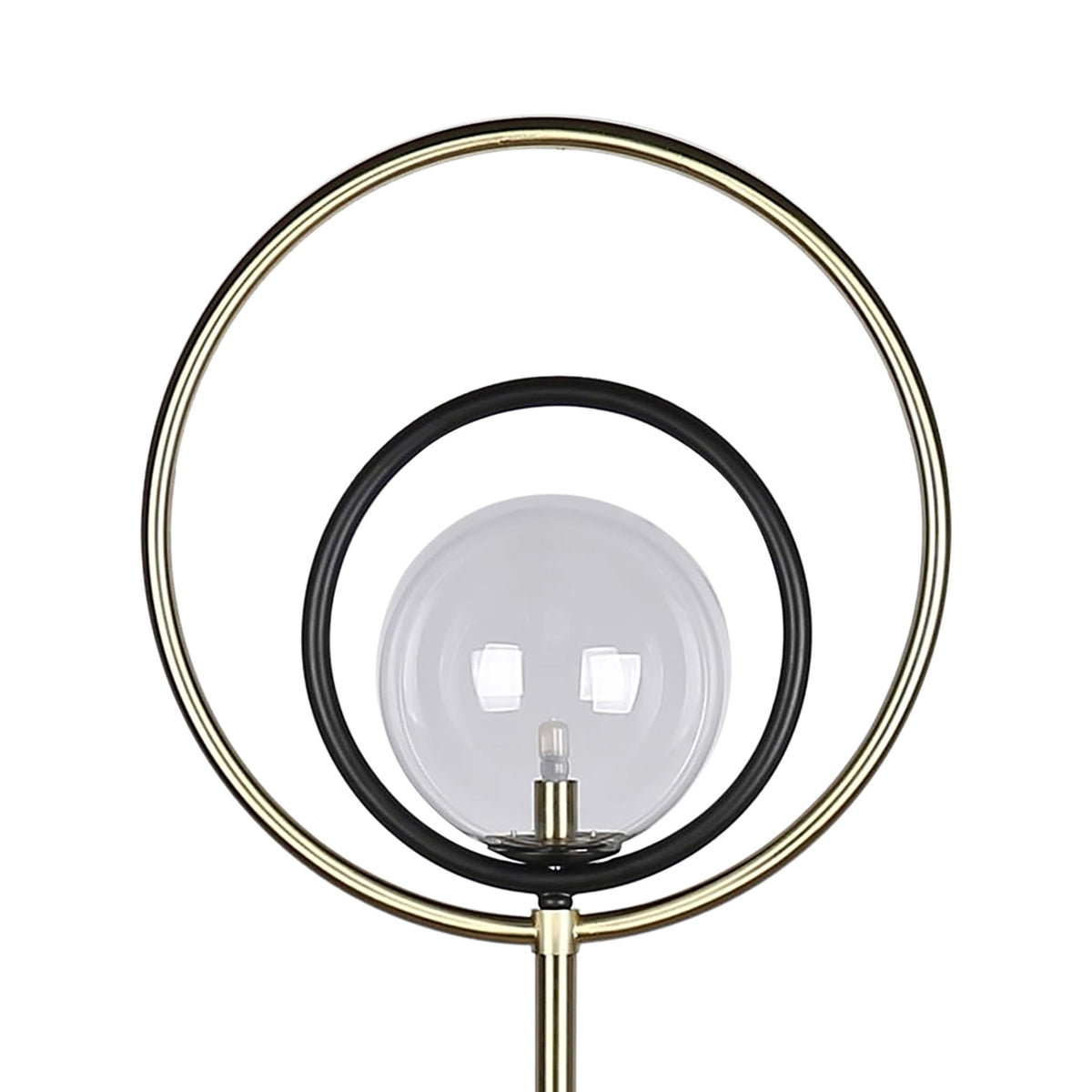 "Eclipse Aura" Metal Floor Lamp - Matte Black / Soft Gold / Clear