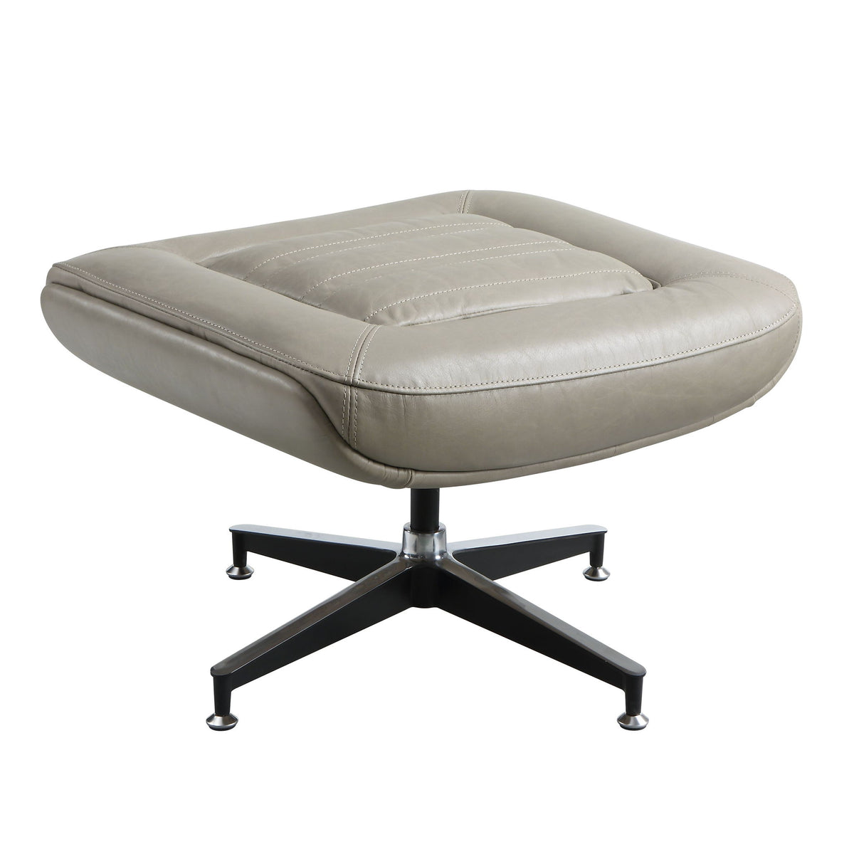 Piran - Twilight Top Grain Leather Accent Chair And Ottoman With Swivel - Gray