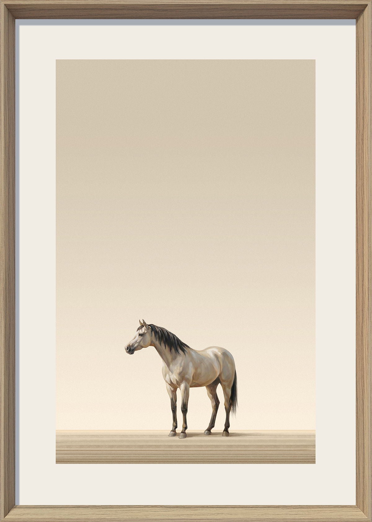 Quiet Stallion I Print on Paper In Frame - Beige / Brown