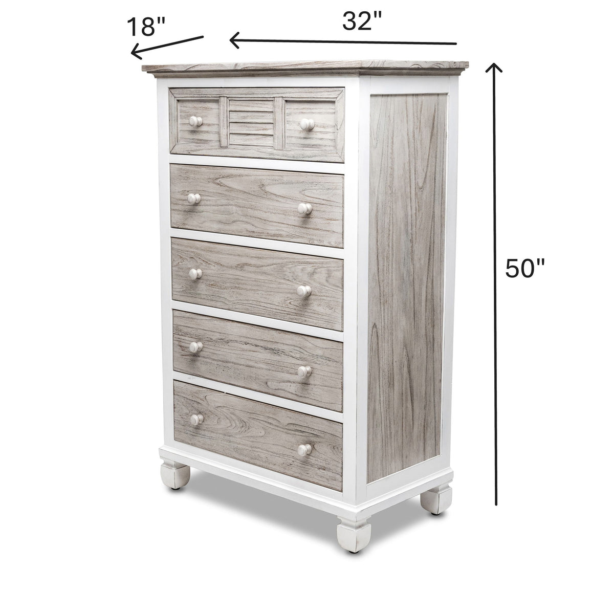Islamorada - 5 Drawer Chest - Dapple Gray / Blanc