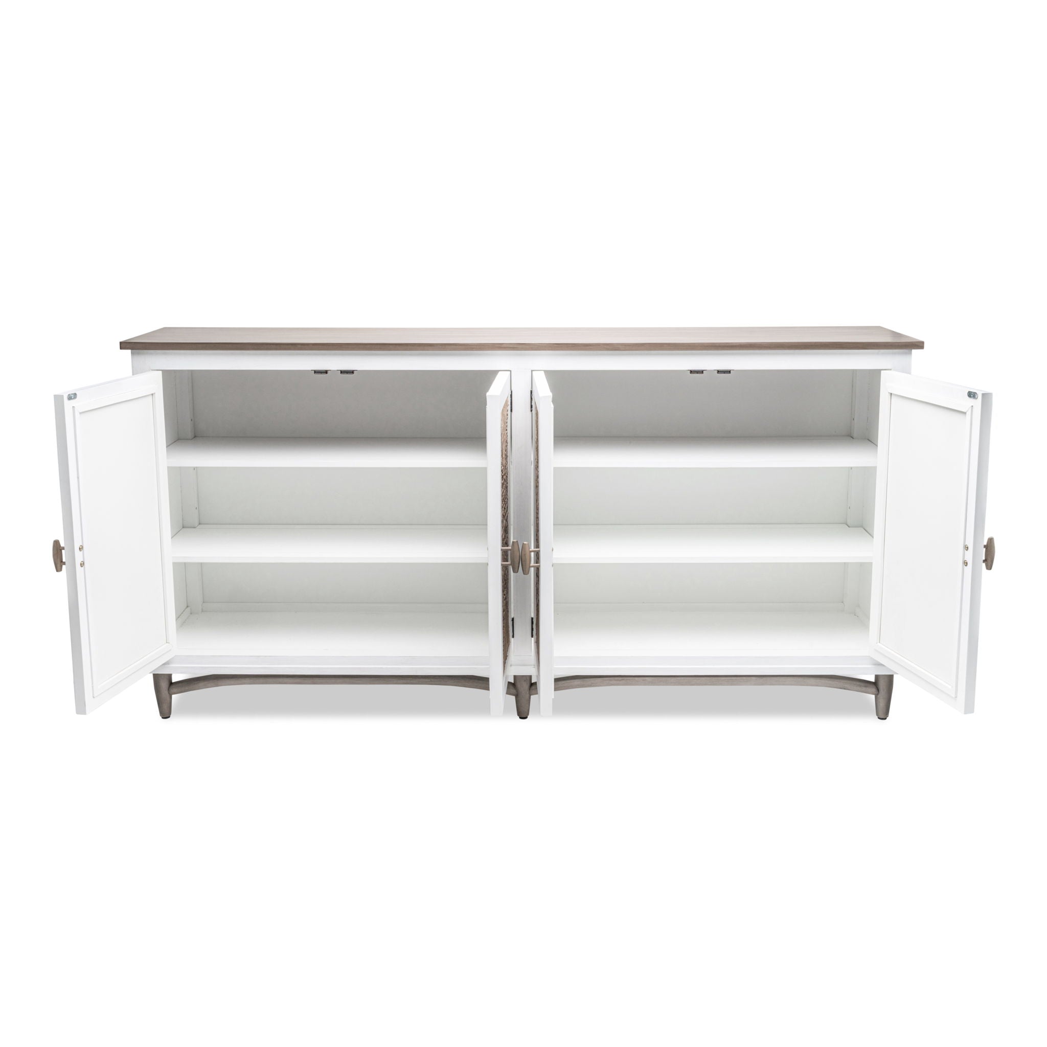 Port Royale - 4-Door Credenza - Natural / Brown / White