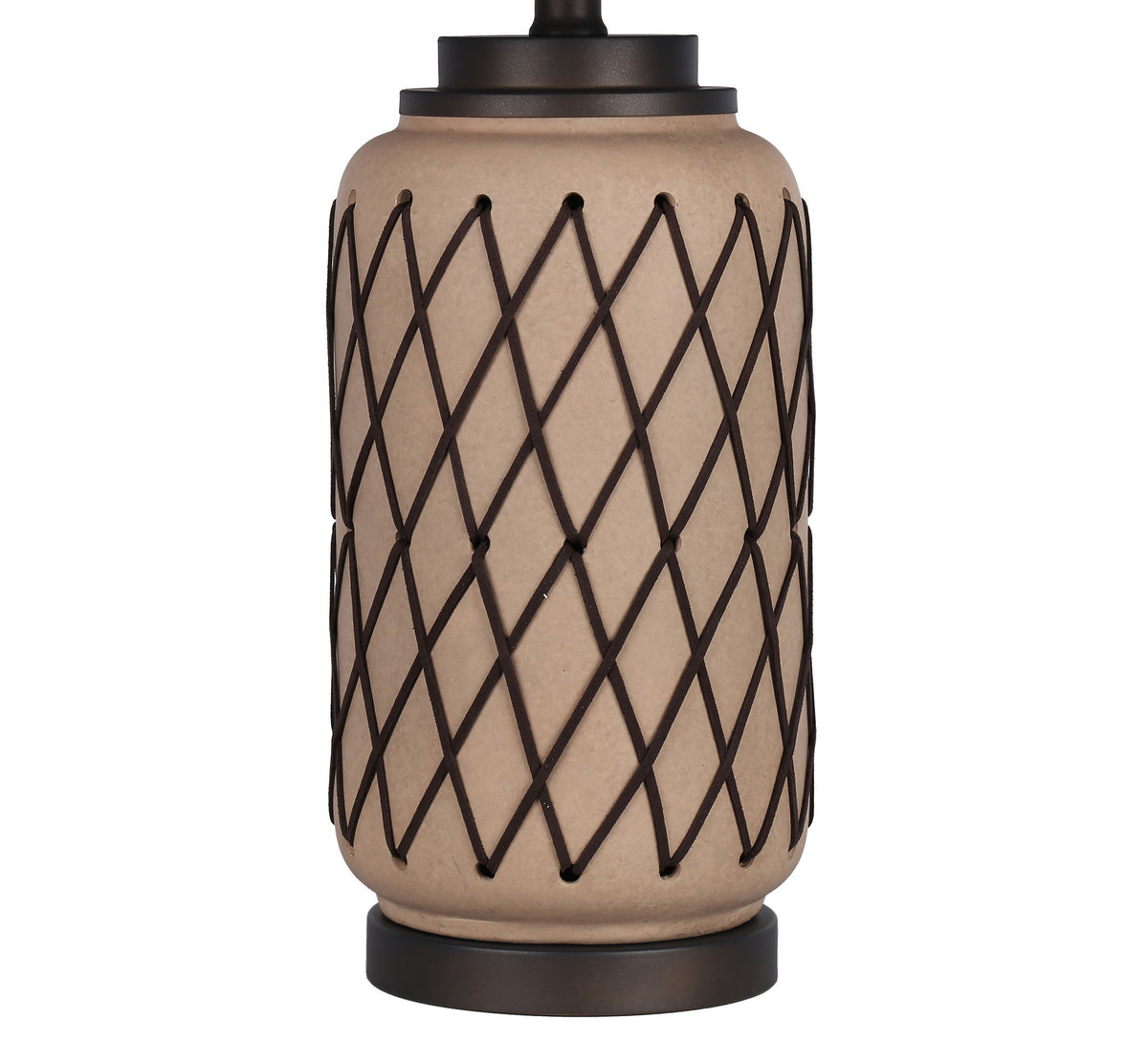 Diamond Weave Ceramic, PU Leather & Metal Table Lamp (Set of 2) - Terra