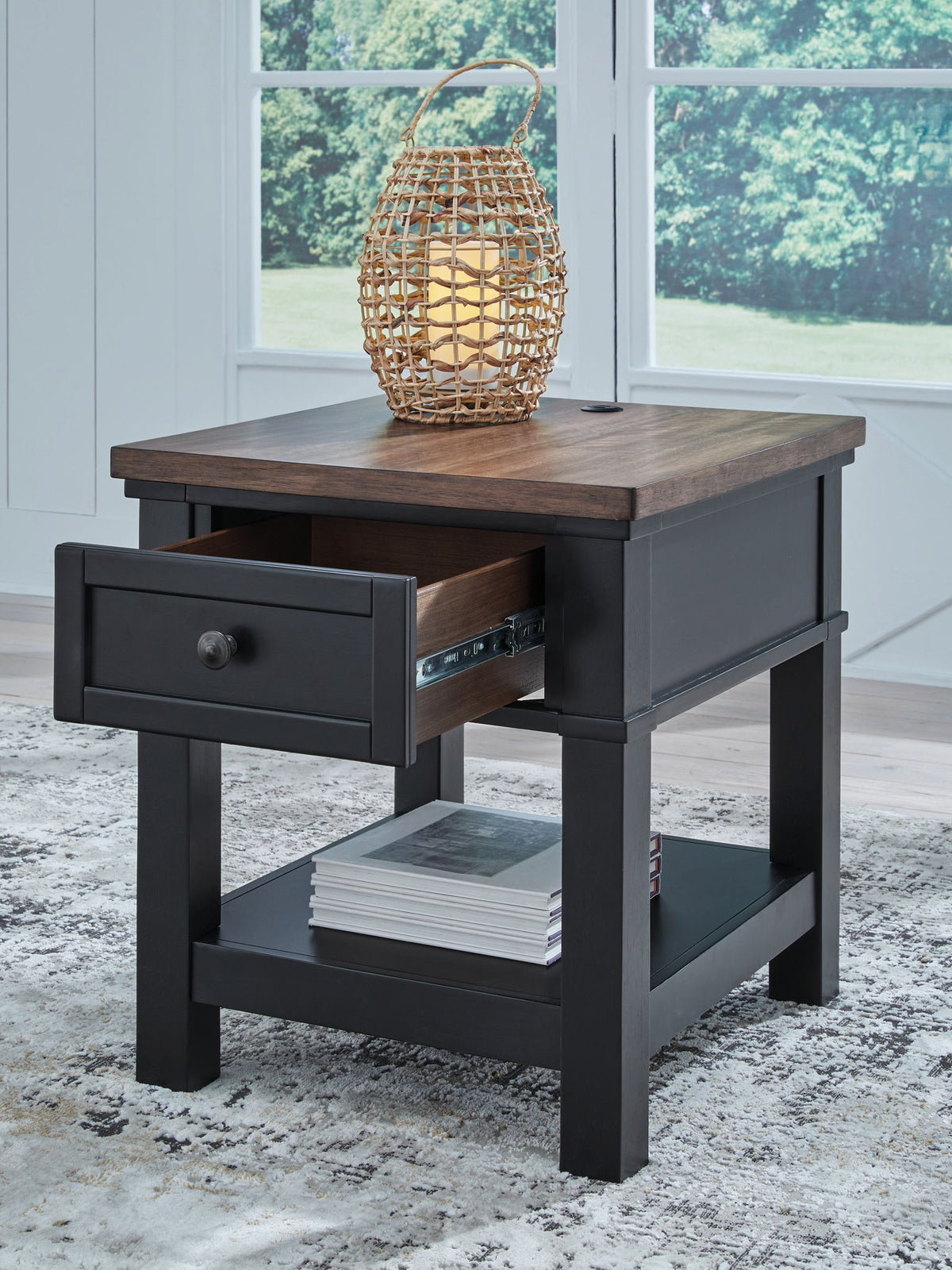 Wildenauer - Rectangular End Table - Brown / Black