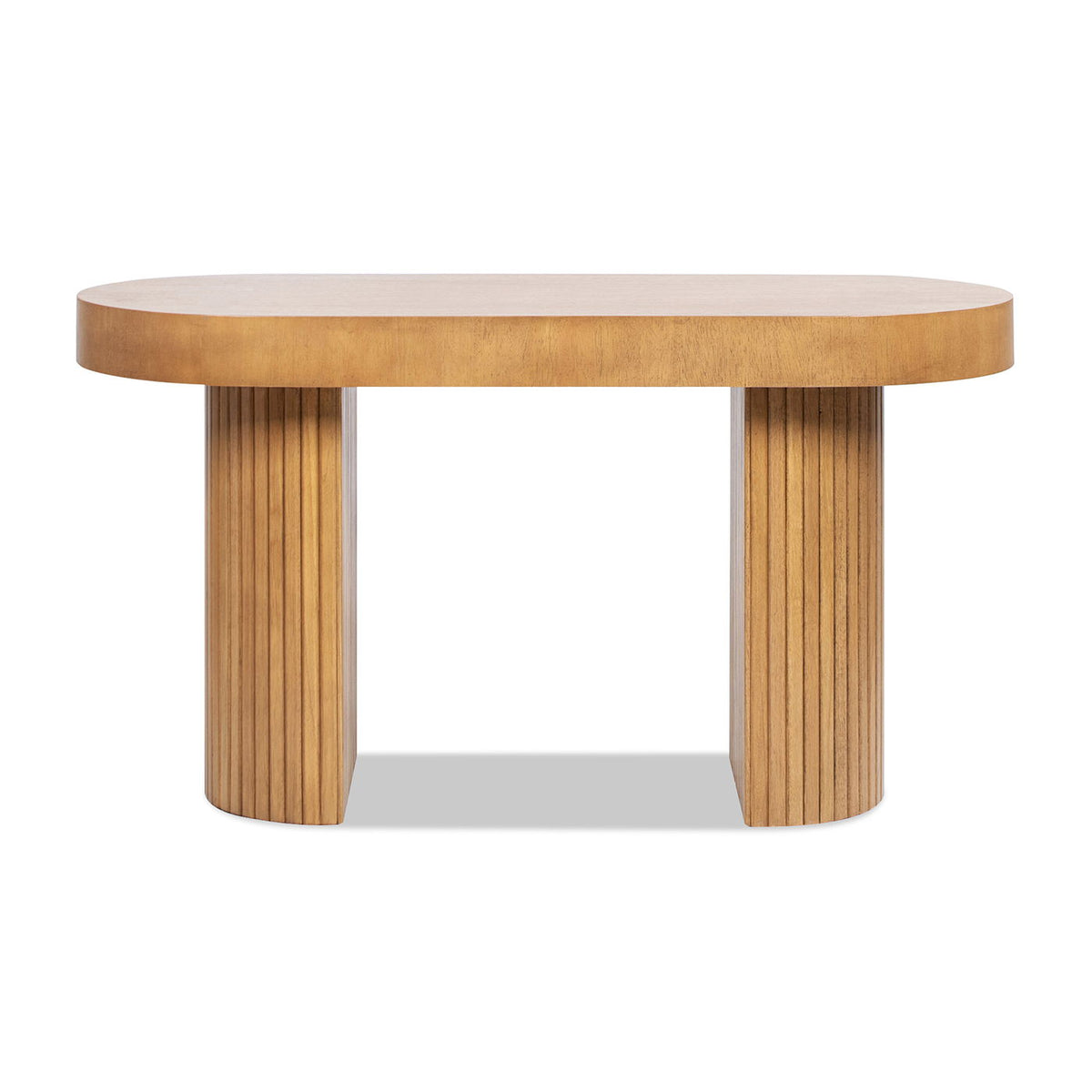 Jesse - Single Drawer Fluted Oval Console Desk - Honey Brown