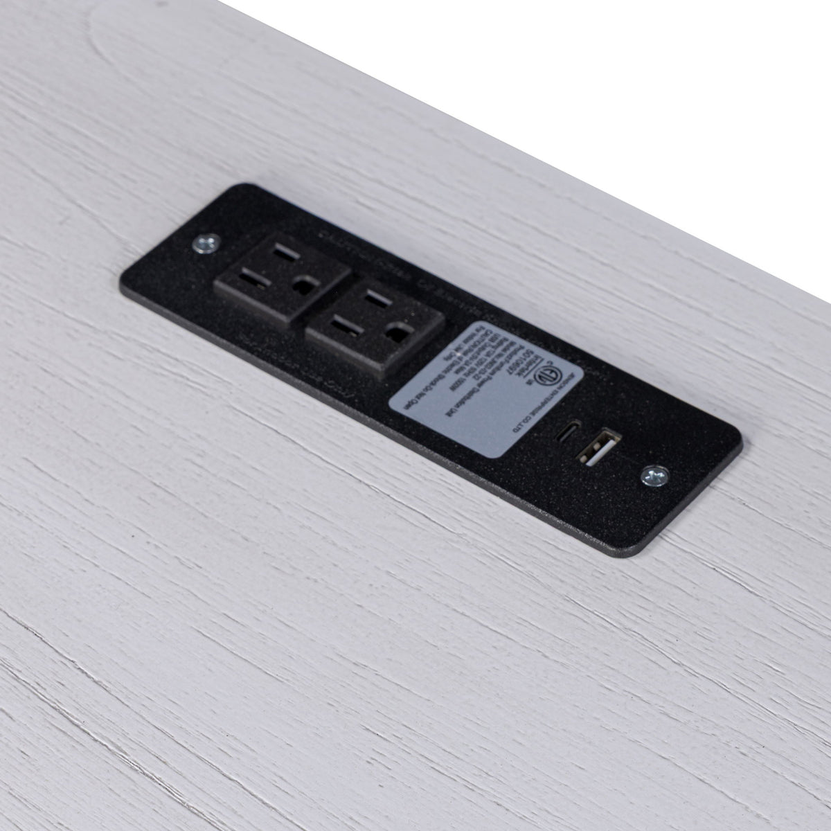 Surfside - 3-Drawer Console With Power Strip, USB-A And USB-C Port - Weathered White