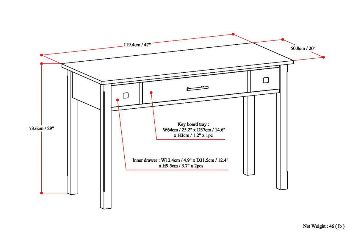 Avalon - Handcrafted Writing Office Desk