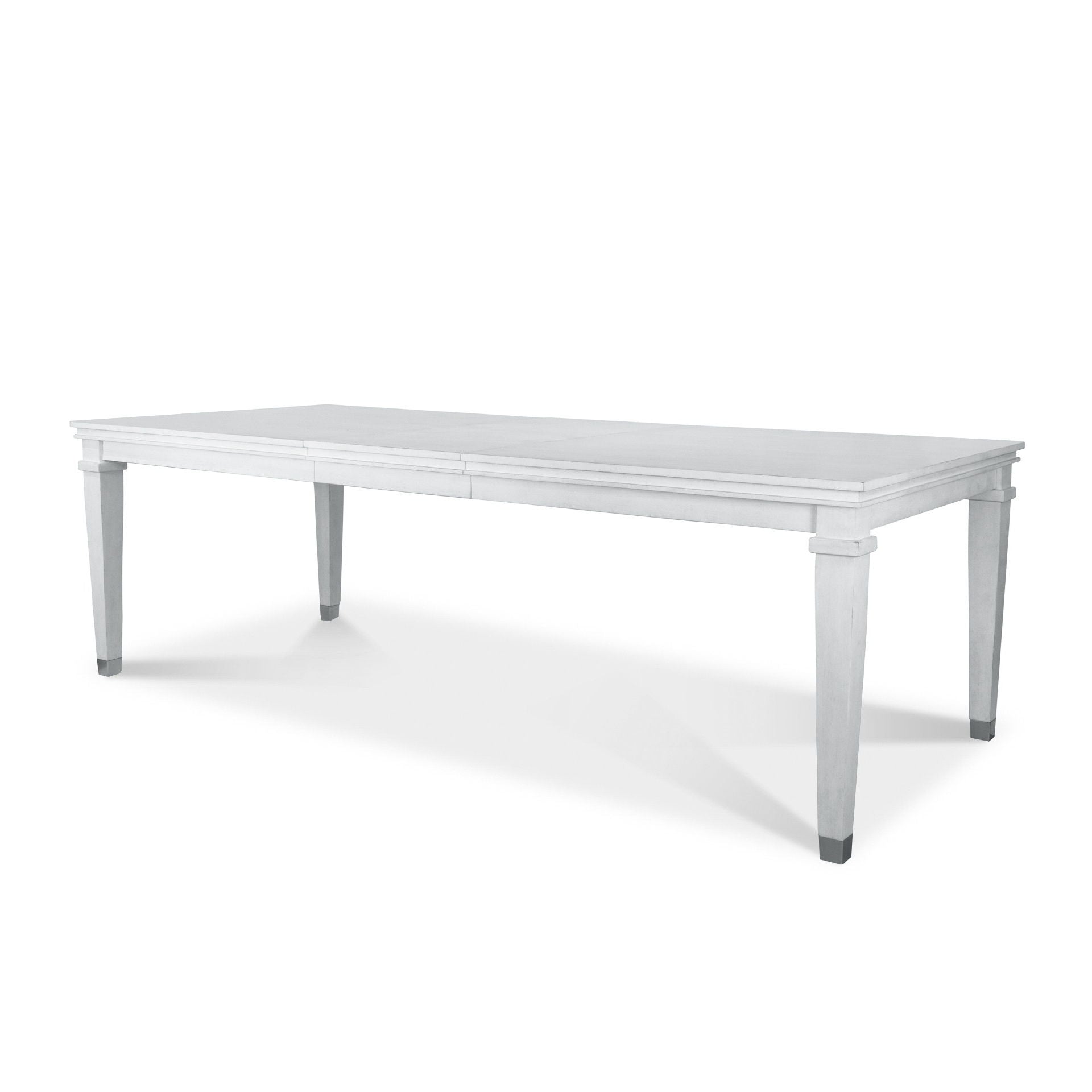 Point Breeze - Extendable Dining Table With Self Storing Leaf - Fresh White With Soft Gray Glaze