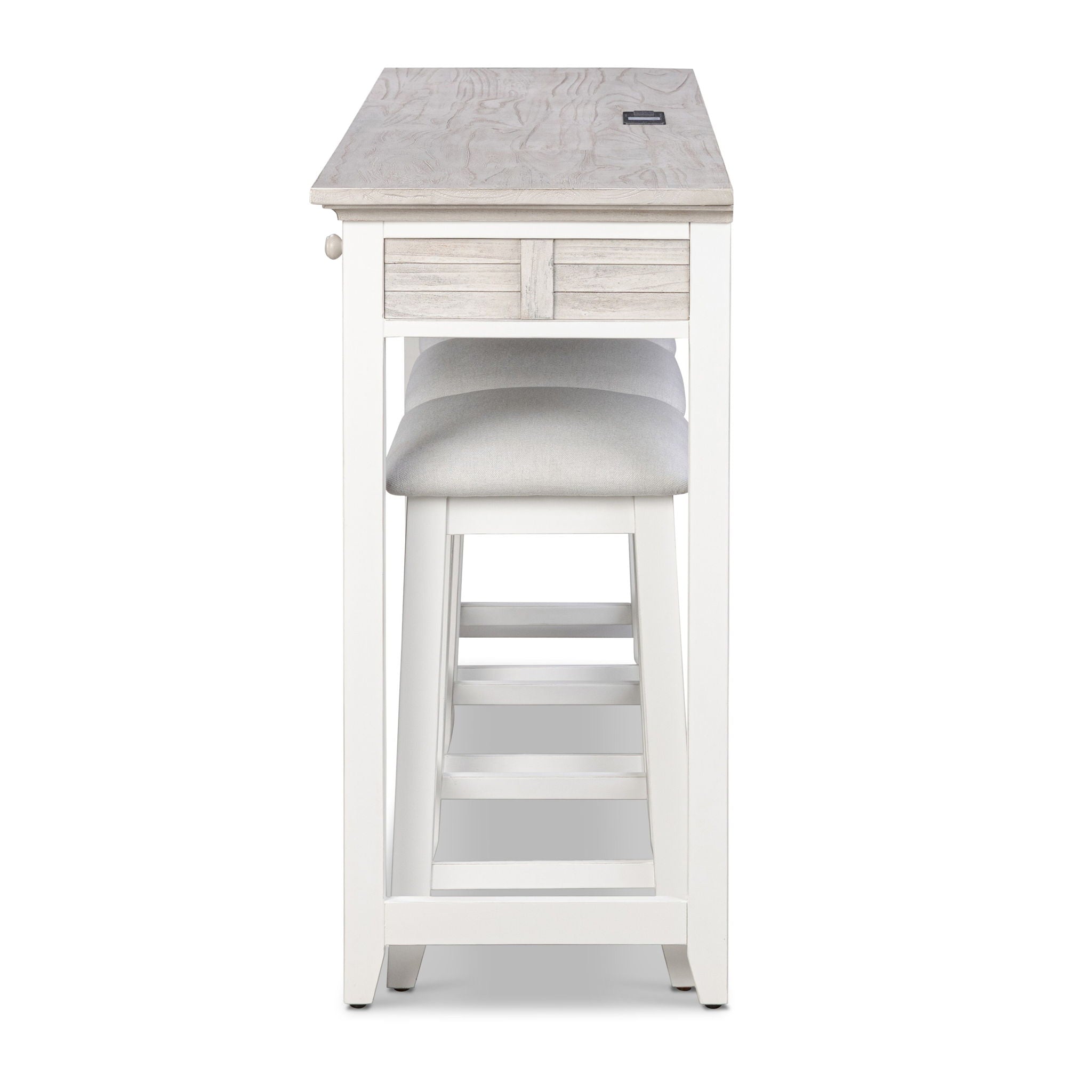 Islamorada - 3-Drawer Console And 3 Stools - Dapple Gray / Blanc