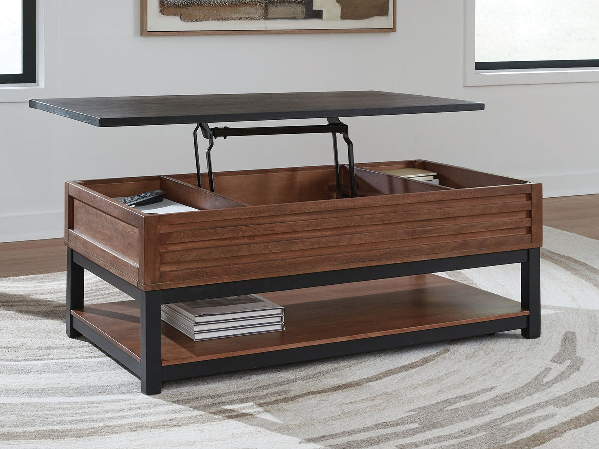 Kallari - Lift Top Cocktail Table - Warm Brown / Black