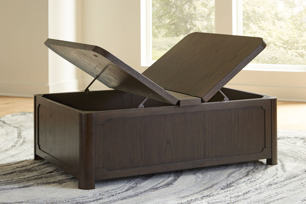 Breckington - Cocktail Table With Storage - Dark Brown