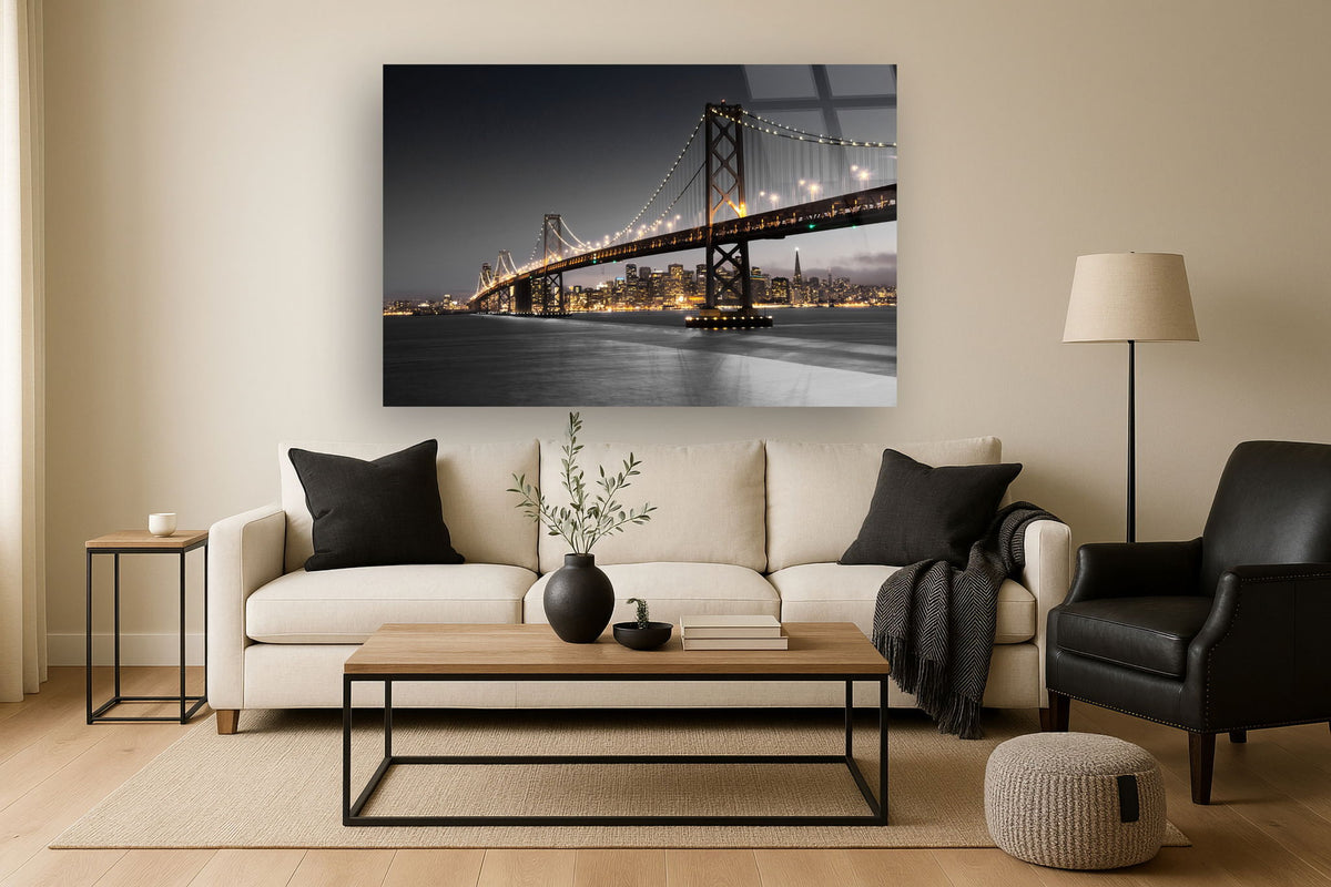 Temp Glass With Foil - San Francisco Bridge - Dark Gray