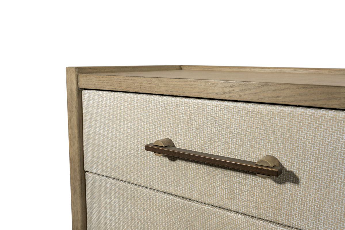 Rio Vista - Woven 3 Drawer Nightstand With Power Strip, USB-A And USB-C Port - Muted Earth Tones / Clay