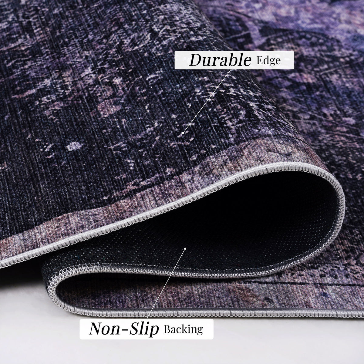 Maval - 6' X 9' Washable Area Rug - Anthracite