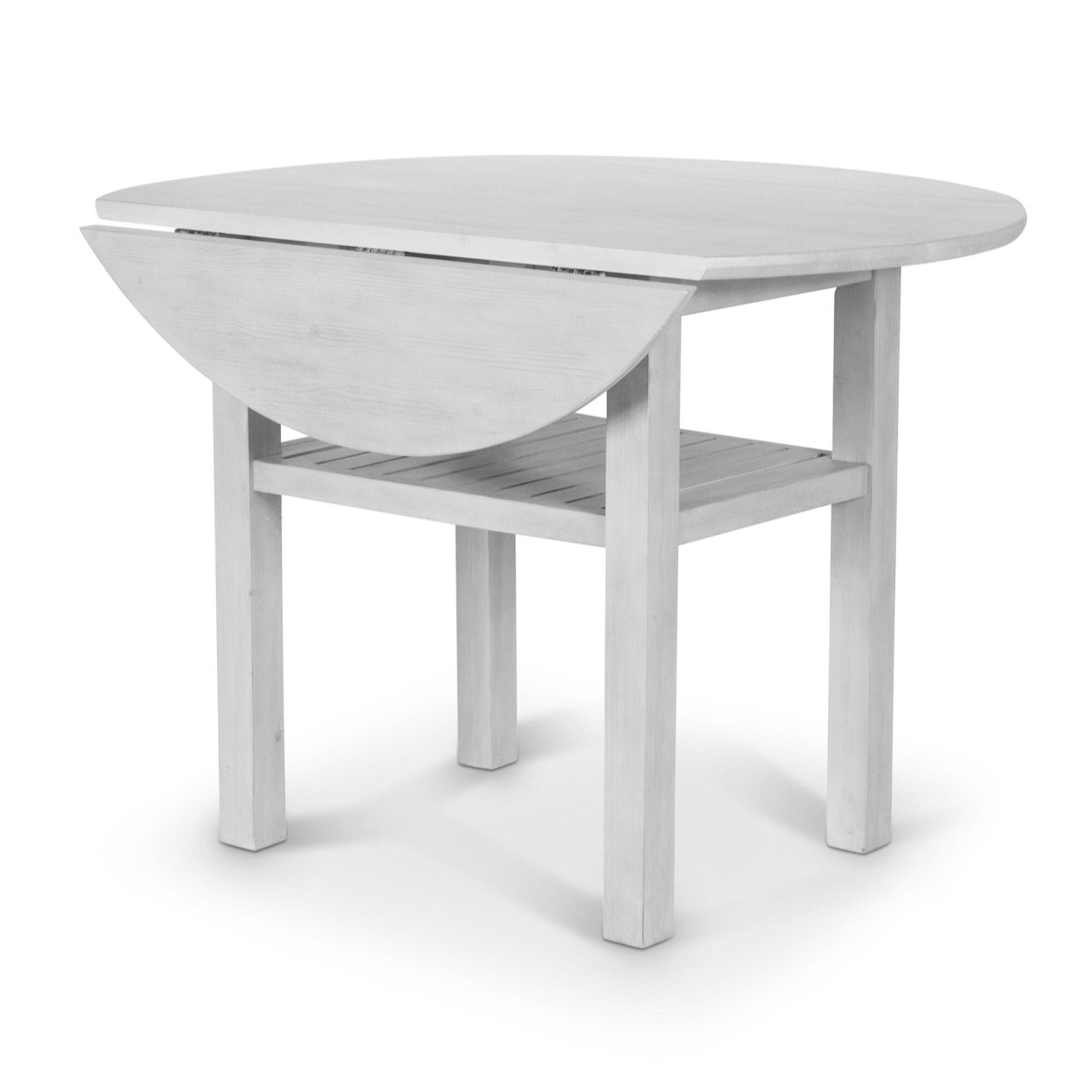 Geneva - Drop Leaf Dining Table With Shelf - Distressed White