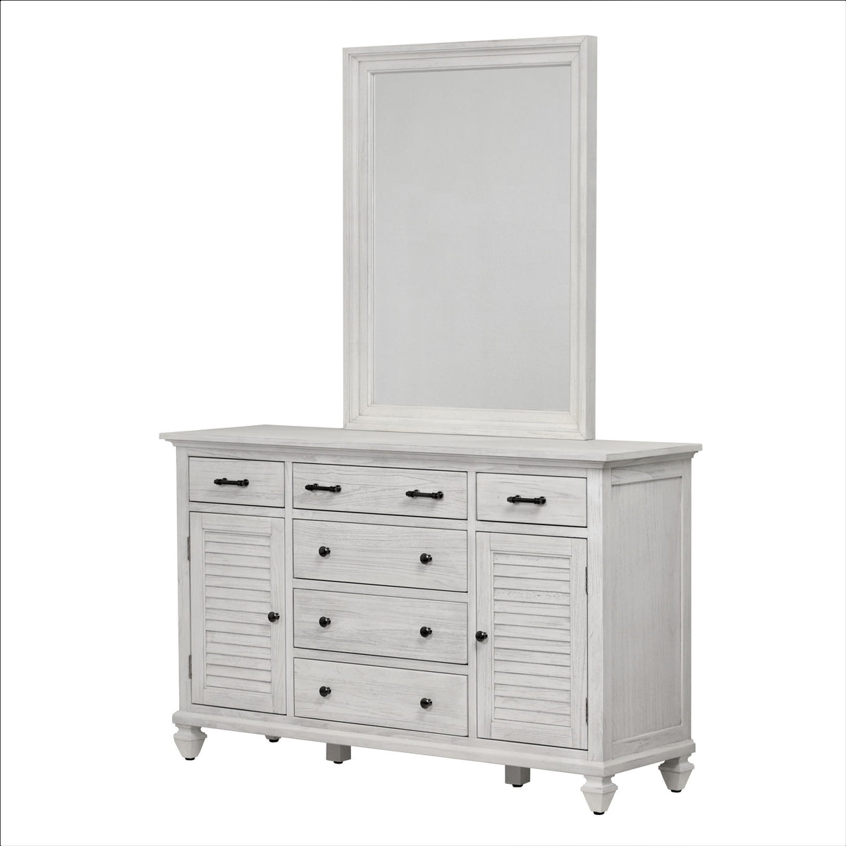 Surfside - Rectangular Dresser Mirror - Weathered White