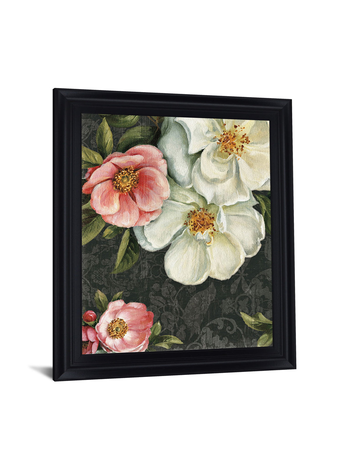 Blushing Petal Harmony - 28" x 34" Framed Wall Art - Dark Gray