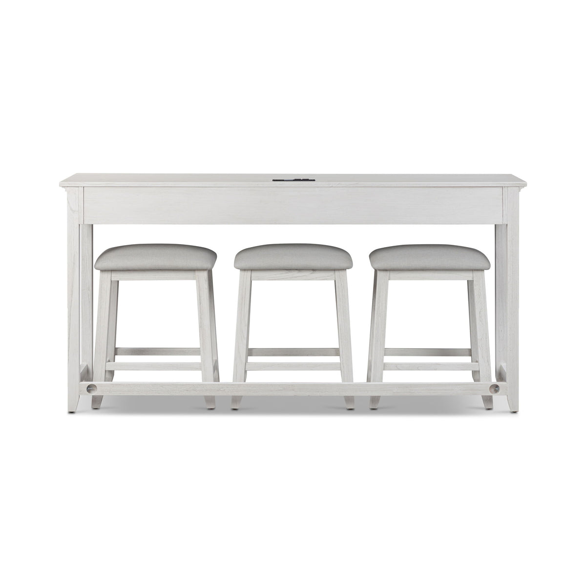 Surfside - 3-Drawer Console With Power Strip, USB-A And USB-C Port - Weathered White