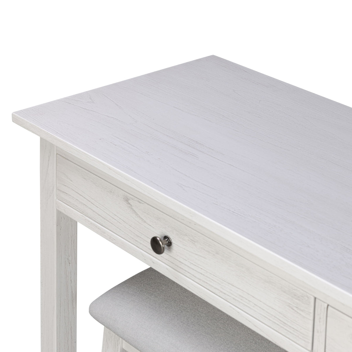 Surfside - 3-Drawer Console With Power Strip, USB-A And USB-C Port - Weathered White