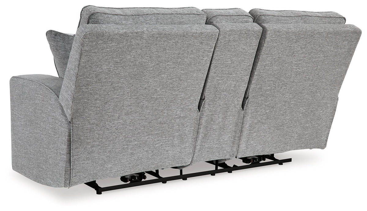 Biscoe - Power Reclining Loveseat With Console /Adj Headrest - Pewter