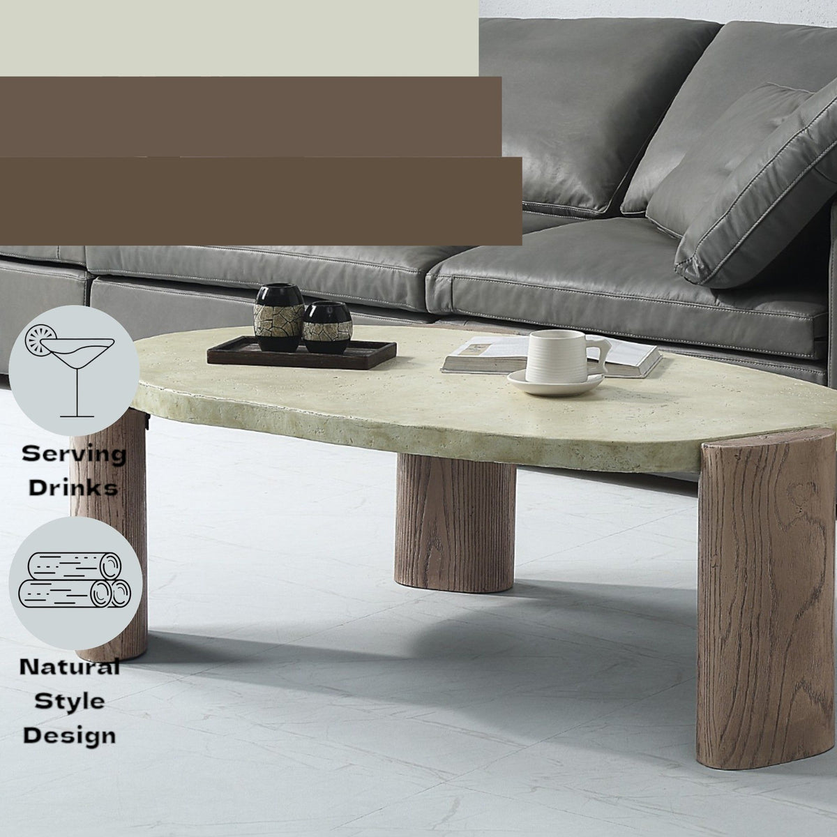 Dayana - Coffee Table - Oak / Off White