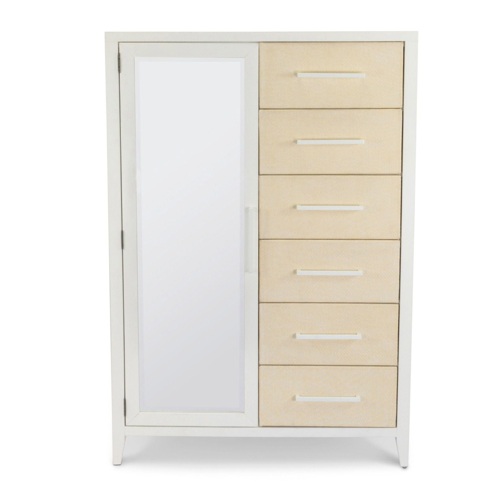 Miramar - Woven Mirrored Door Chest - Sand / Stark White