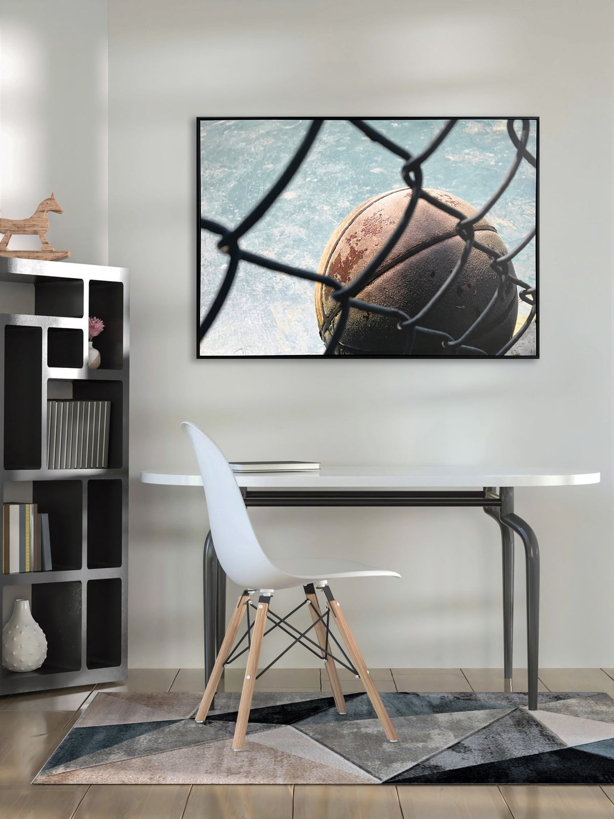 Fence Line Court Canvas In Frame - Black / Blue