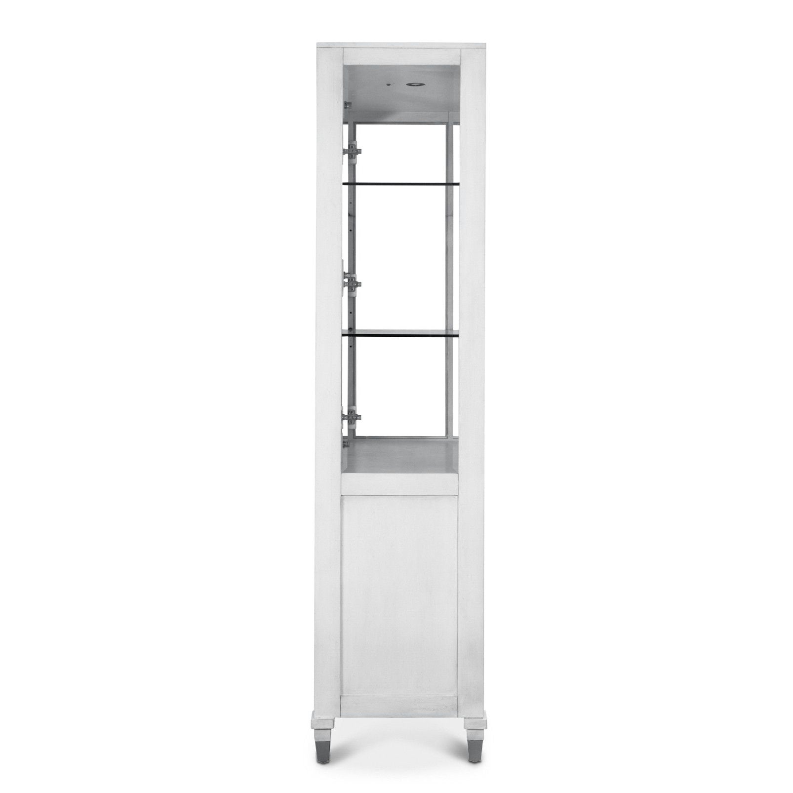 Point Breeze - Curio With Metal And Touch Lighting - Fresh White With Soft Gray Glaze