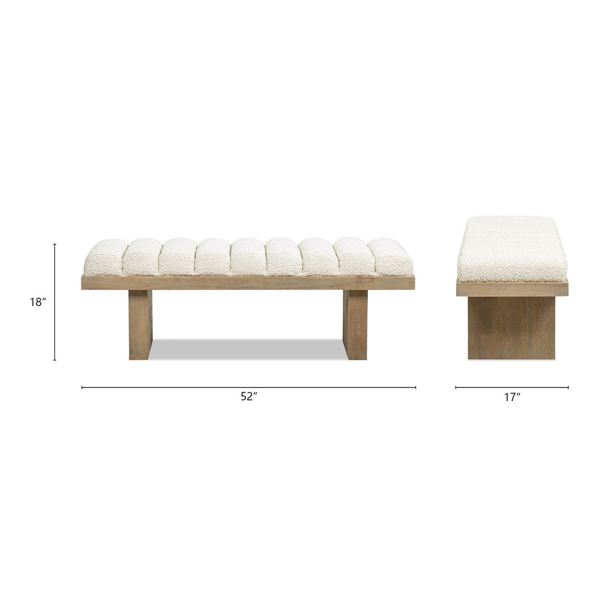 Bella - Upholstered Modern Accent Bench - Ivory White