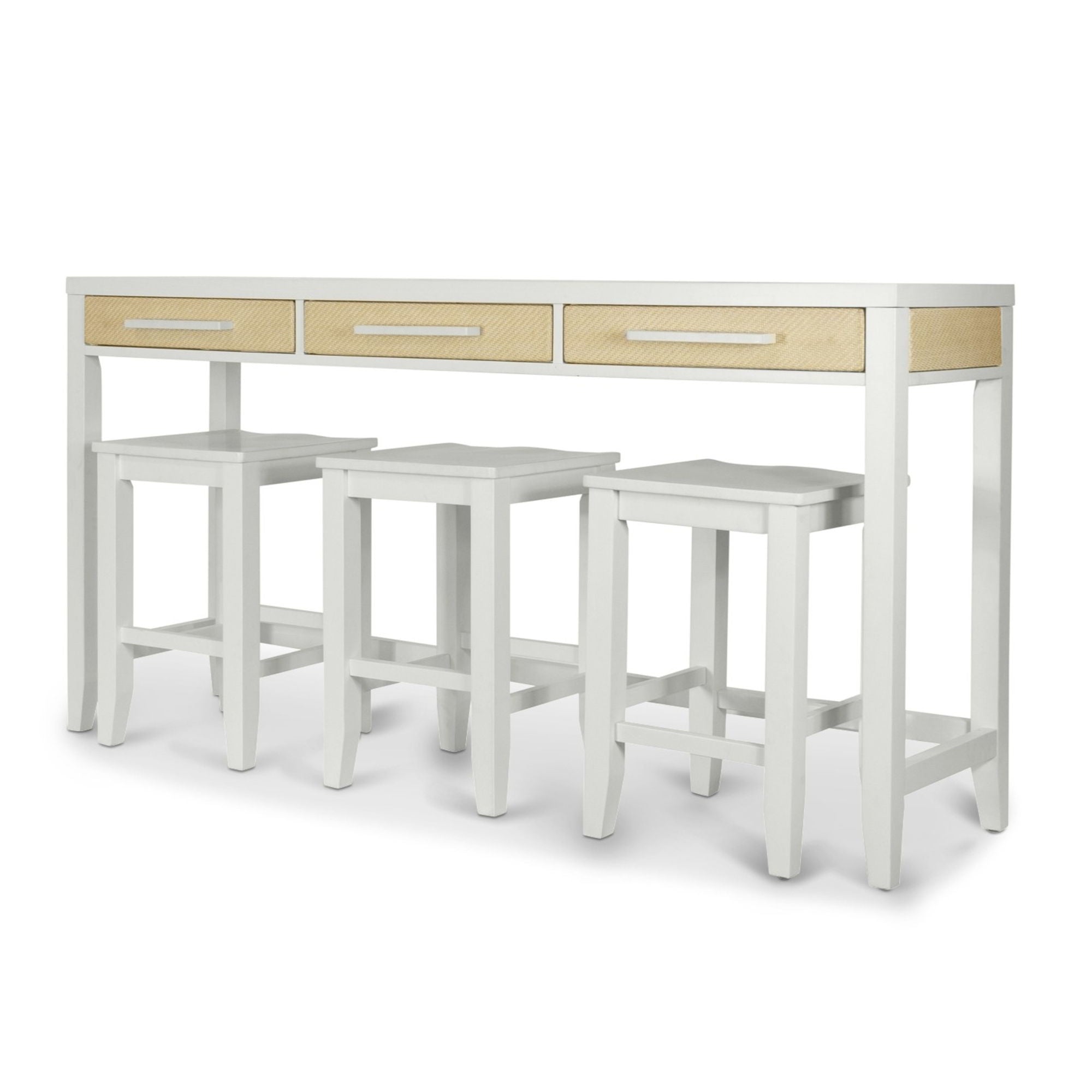 Miramar - 3-Drawer Console And 3 Stools - Sand / Stark White